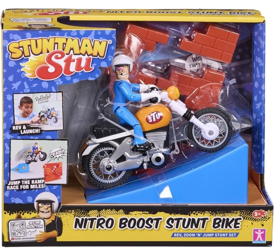 Stuntman Stu Nitro Boost Stunt Bike Rev Zoom ‘n’ Jump set . BRAND NEW+ IN HAND
