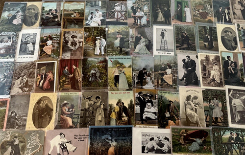 Huge LOT of 60 Early 1900's~ ~Lovers COURTSHIP~Romance Romantic~POSTCARDS-p907