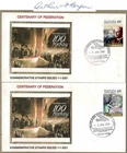 Australia 2001 BERGEN signed Centenary Federation FDC Pictorial Airport Cover x2