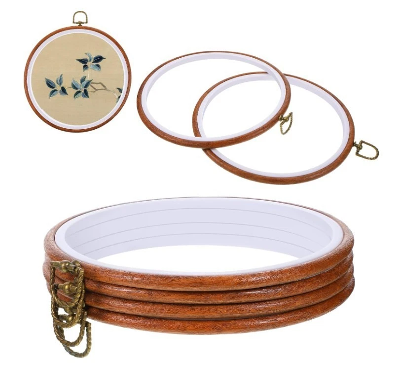 6 Pack Embroidery Hoops Round 4 Inch Imitated Wood Display Frame Circle - Image 3 of 4