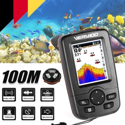 Profi Echolot Fischfinder Sonar Detektor mit Dot Matrix Attraktive Lampe 100M