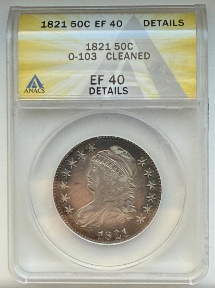 1821 Capped Bust Half Dollar - ANACS EF 40 Details - Image 3 of 4