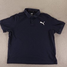 PUMA Shirt Mens XL Blue Polo Navy Short Sleeve Cotton Blend