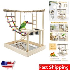 Large Bird Play Gym: Stable Wood Perch Stand for Cockatiels  Lovebirds