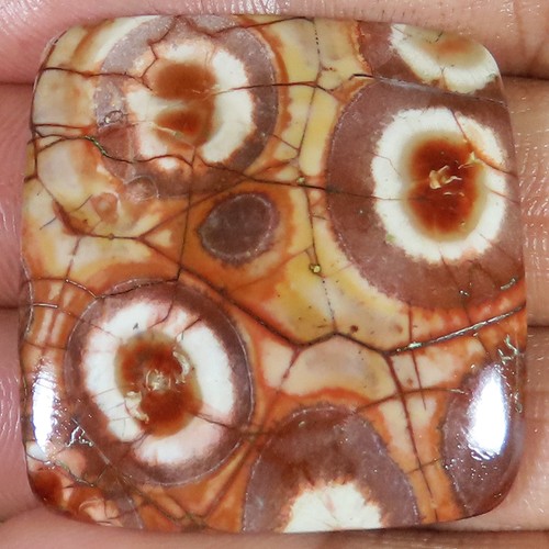 77,20 Karat. Natürliches Vogelaugen Jaspis Kissen Cabochon Stein 35x36x6 mm ,185