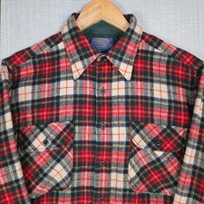 PENDLETON VTG STEWART DRESS TARTAN Mens Medium 100% Wool Shirt Made in USA