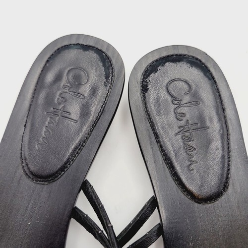 Cole Haan Sandals Size 7B Womens Black Beaded Slides Thong Kitten Heels - Picture 12 of 13
