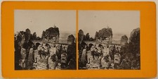 Suisse Rocher de la Bastei avec Pont Photo Stereo Argentique c1900