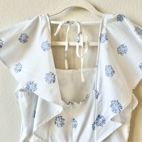Club Monaco Darminda Blumen Rüschen Strampler in Weiß Blau Größe 6 - Bild 7 von 10