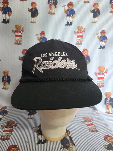90'S Vintage Los Angeles Raiders Script Snapback Cap NFL Black Hat USA - Picture 3 of 9