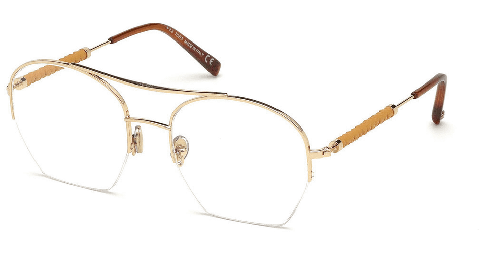 Tod's TO 5212 Gold 32A Metal Aviator Eyeglasses Frame 54-19-140 TO5212 Semi Rim - Image 2 of 2