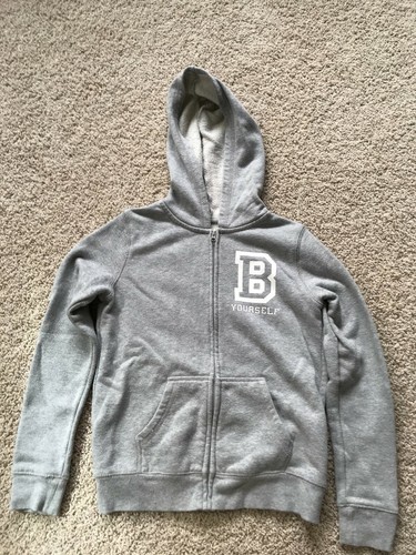 Sudadera con capucha con cremallera completa para niñas OshKosh gris embellecida ""B Yourself"" talla 8 en muy buena condición - Imagen 1 de 3