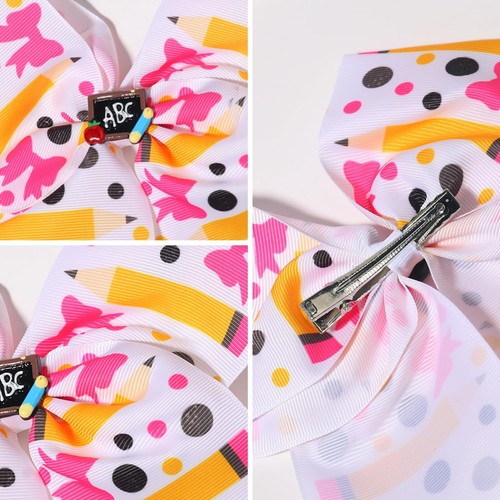 2Pcs Back to School Hair Bow Clips Large Hair Bows with Pencil Blackboard Des... - Picture 6 of 7