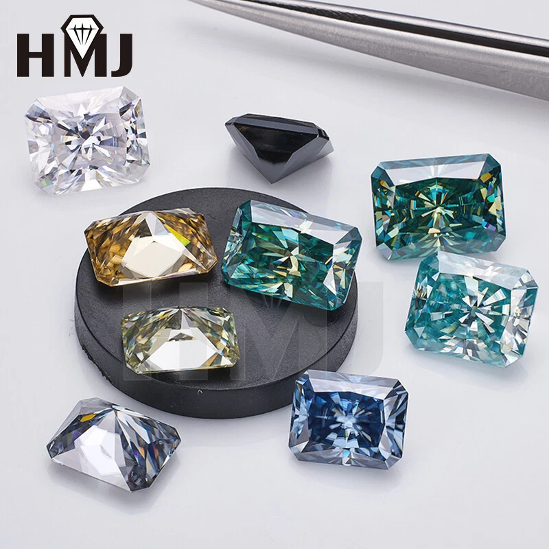 Radiant Cut Loose Moissanite Gemstone Stone White D VVS1 Blue Color Jewelry GRA - Image 2 of 4