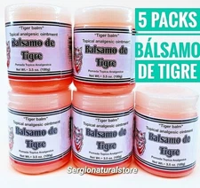 5 Packs BALSAMO DE TIGRE POMADA ANALGESICA TIGER BALM MADE IN MEXICO