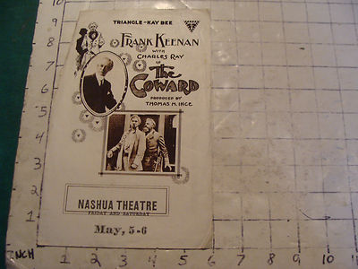 ORIG MOVIE brochure: 1915 Frank Keenan w CharlesRay in THE COWARD as shown
