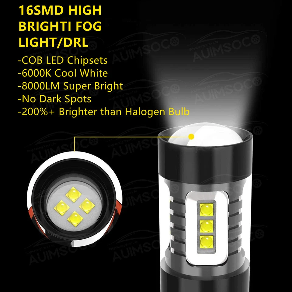 For 2003 2004 2005 2006 GMC Sierra 1500 2500HD 3500 - 6000K LED Fog Lights Bulbs - Image 3 of 4