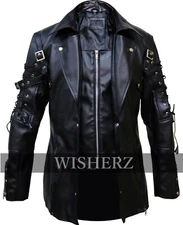 Punk Rave Poison Black Leather Jacket , Men's Steampunk Gothic Coat , All Sizes