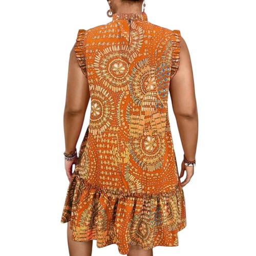 PLUS SIZE Boho Sleeveless Smock Dress 3XL–5XL | Flounce Hem Summer Style - Picture 3 of 6