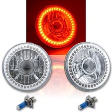 7 Red Sc Led Halo Angel Eye Projector Headlight Halogen Light Lamp Bulb Pair
