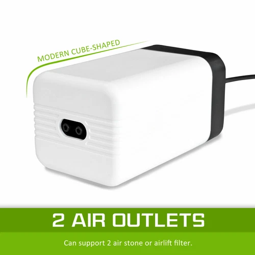 Aquarium Oxygen Pump Aqua Fish Tank Pond Air Bubble Disk Stone Aerator 2 Outlets - Picture 10 of 18