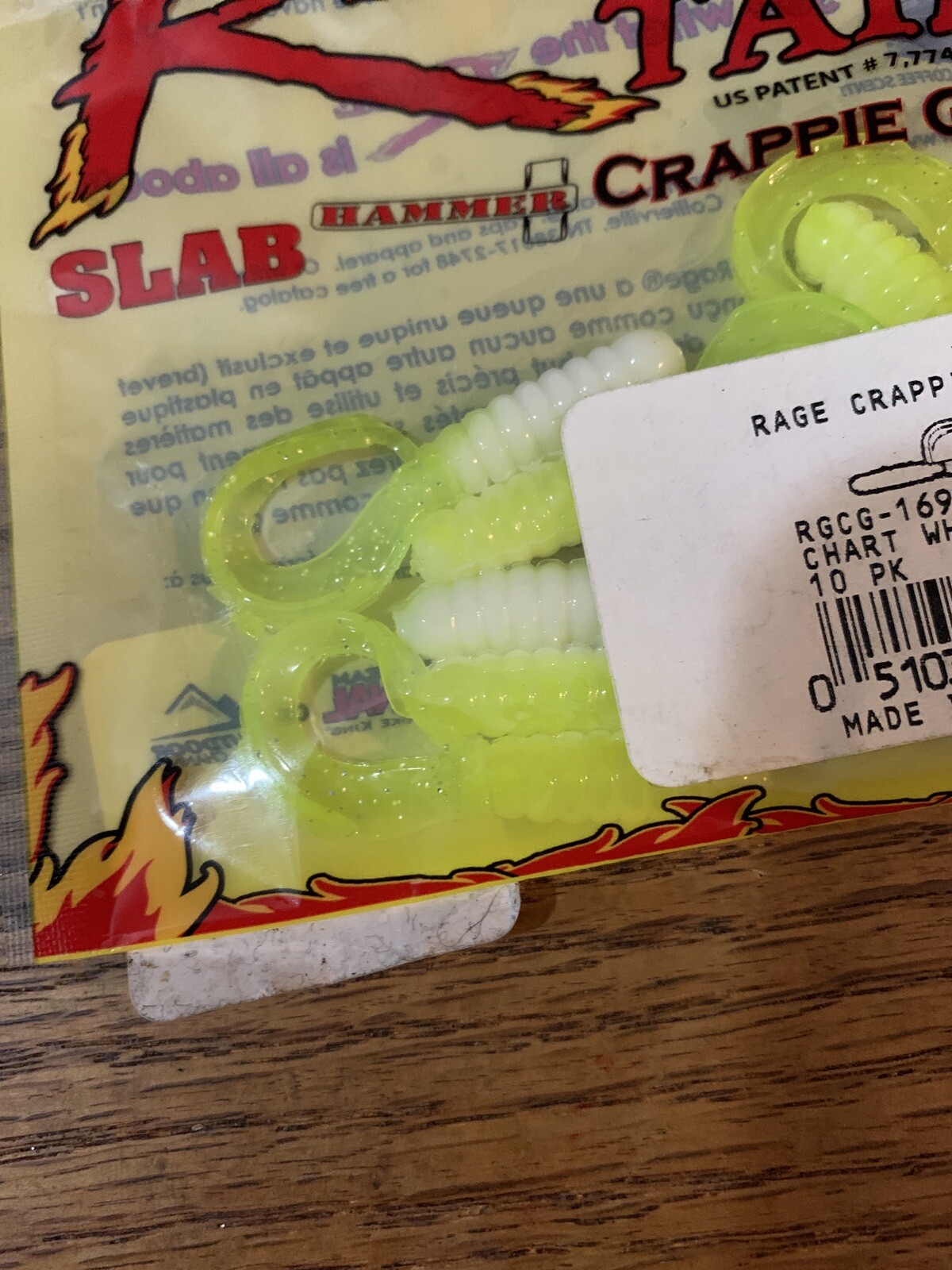 Strike King Rage Tail Rage Crappie Grub Chartreuse White - Image 3