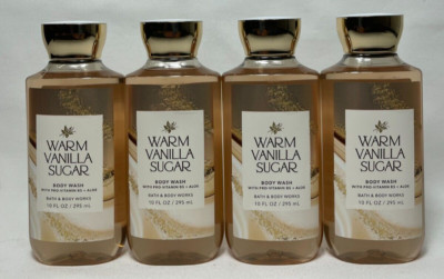 NEW Bath and Body Works Warm Vanilla Sugar  Body Wash 10 Oz Bottles Set Of 4