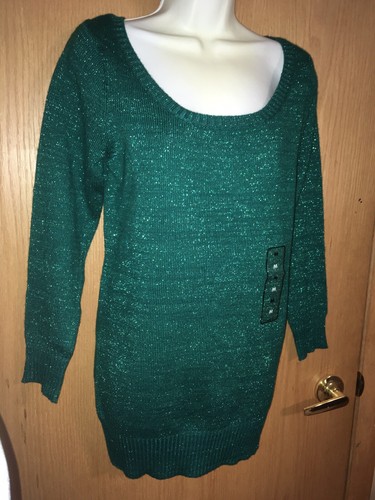 BRAND NEW Metaphor Womens Medium Green Metallic Tunic Pullover Sweater Top - Bild 2 von 6