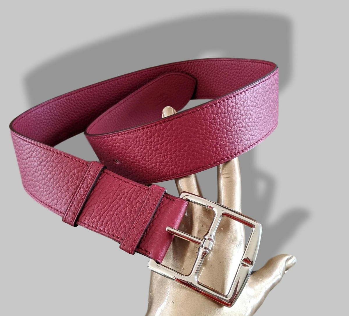 Hermes [143] 2011 Rouge Grenat Taurillon Clemence FEMME ETRIVIERE 45 Belt  BNWTIB