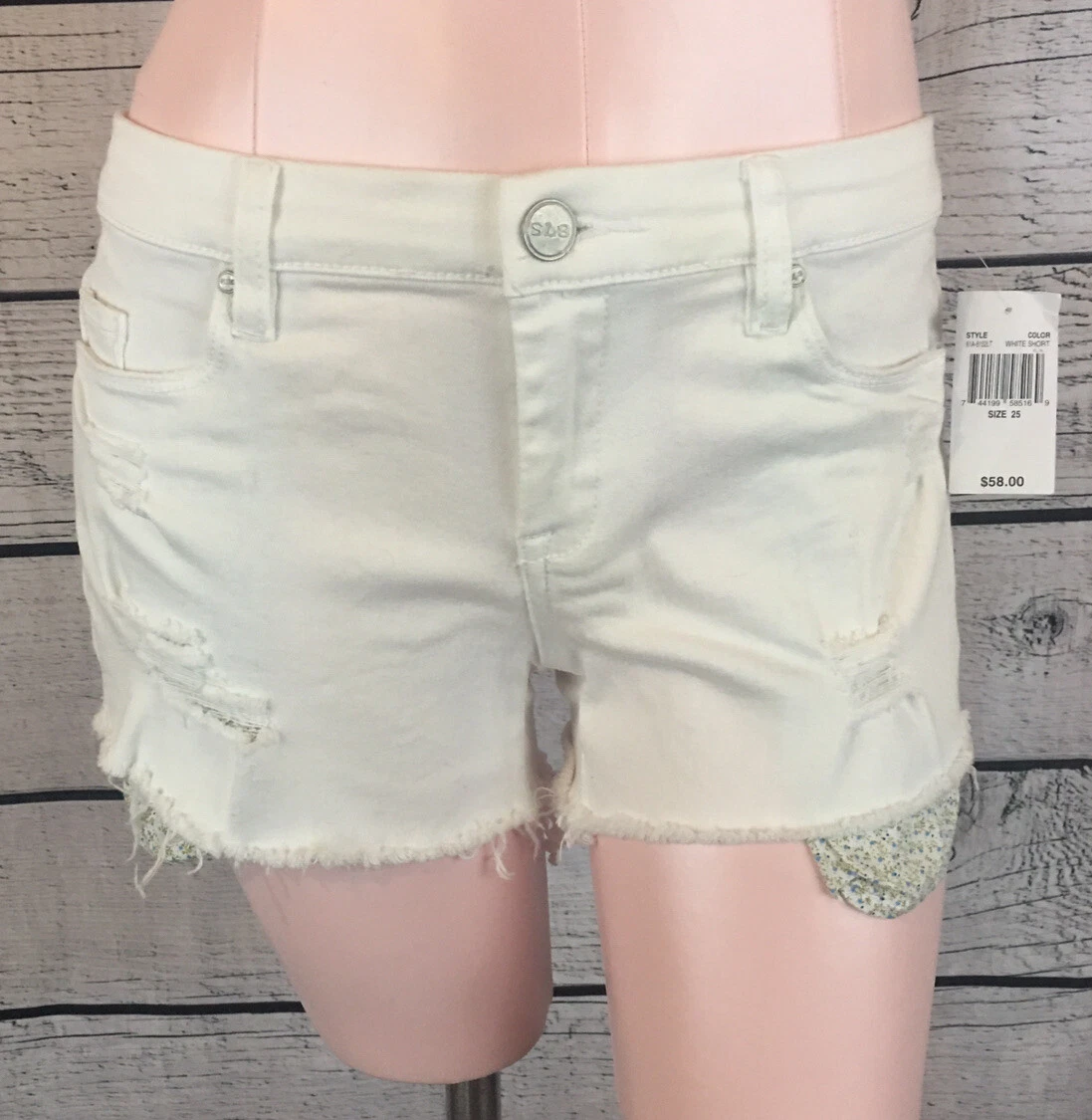 Destroyed white shop denim shorts