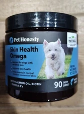 🐶Pet Honesty Omega Skin &Coat Care 90ct Chew Salmon Flavor Exp 11/26 FreeShip🚚