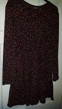 Zara Women's Dress Size EU S Short Tunic Ribbed Floral Print Long Sleeves NWOT