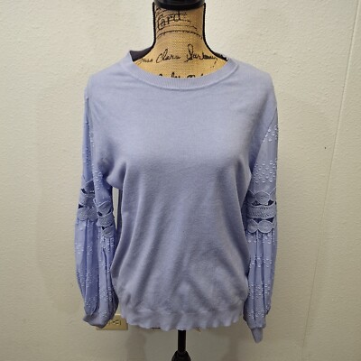 Sioni Milano Lace Design Sleeve Sweater Pullover Periwinkle Blue Women's  Size 1X