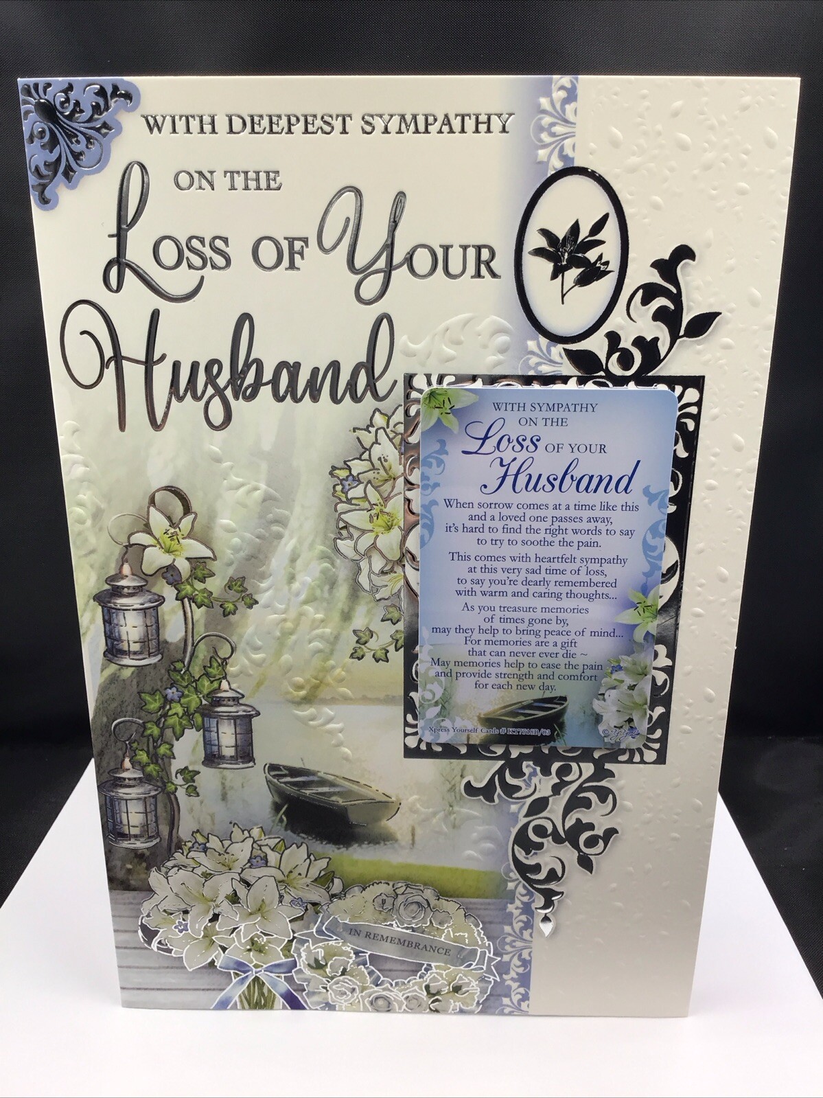 HUSBAND SYMPATHY CARD SORRY FOR YOUR LOSS 9"" X6"" CONDOLENCES AND WALLET KEEPSAKE