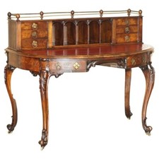 ANTIQUE CIRCA 1850 PATRICK BEAKEY DUBLIN OXBLOOD LEATHER DEMI LUNE GALLERY DESK