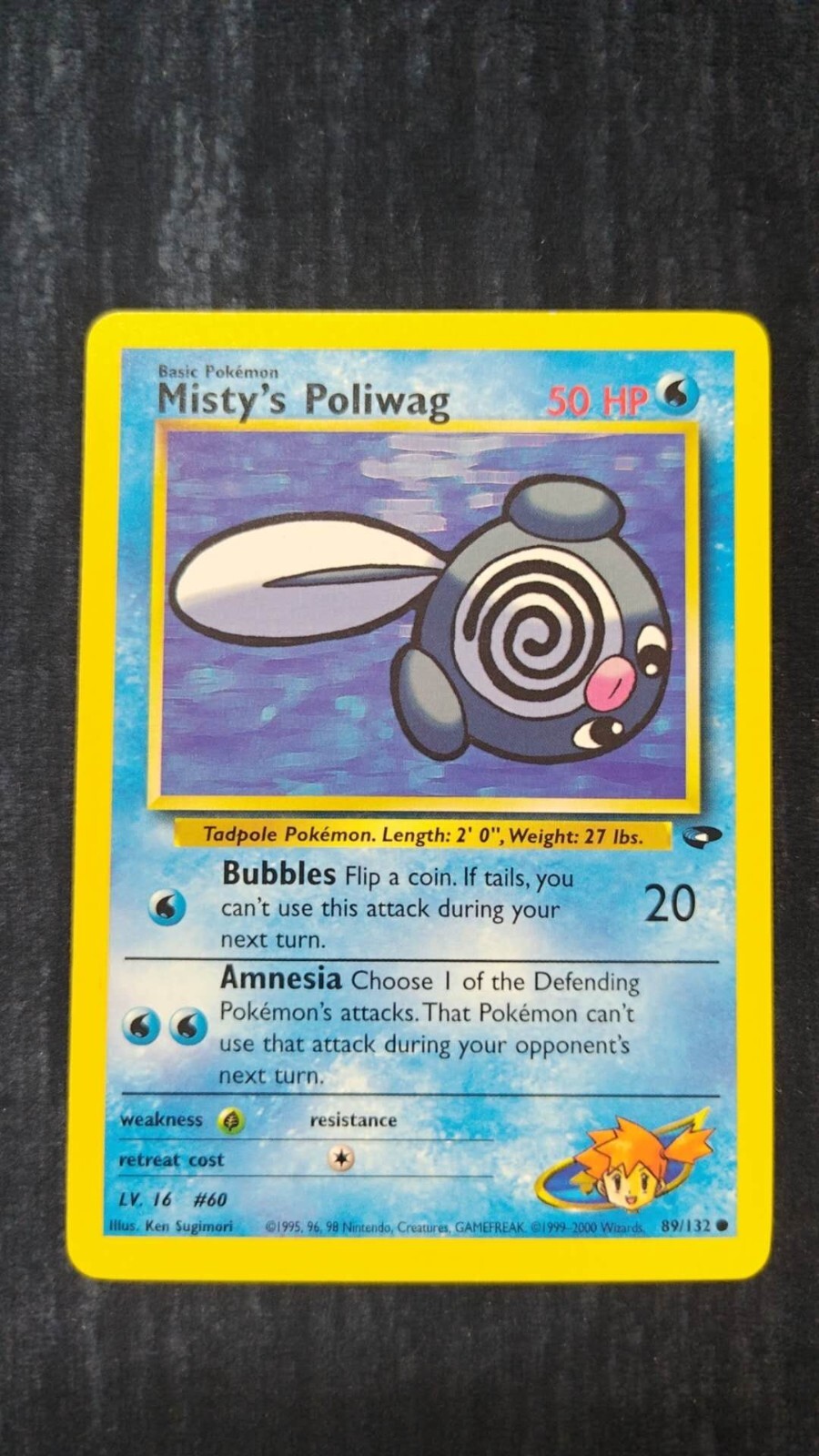 Misty's Poliwag 89/132 Gym Challenge 2000 Vintage Pokemon Card NM