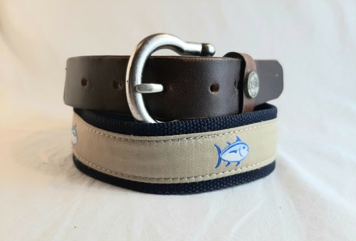 Southern Tide Belt Size 30 Blue Fish 