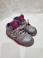 2013 Air Jordan 5 Retro TD Cement Grey/Pink Flash 440890-009 Toddler Size 8C
