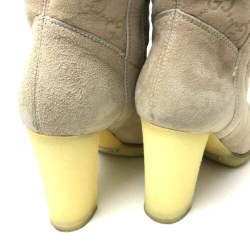 GUCCI GG Knee-high Boots Beige Suede - Picture 5 of 8