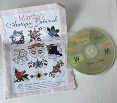 Martha Pullen's Antique Cutwork Circa 1910 Machine Embroidery 23 Designs CD ROM