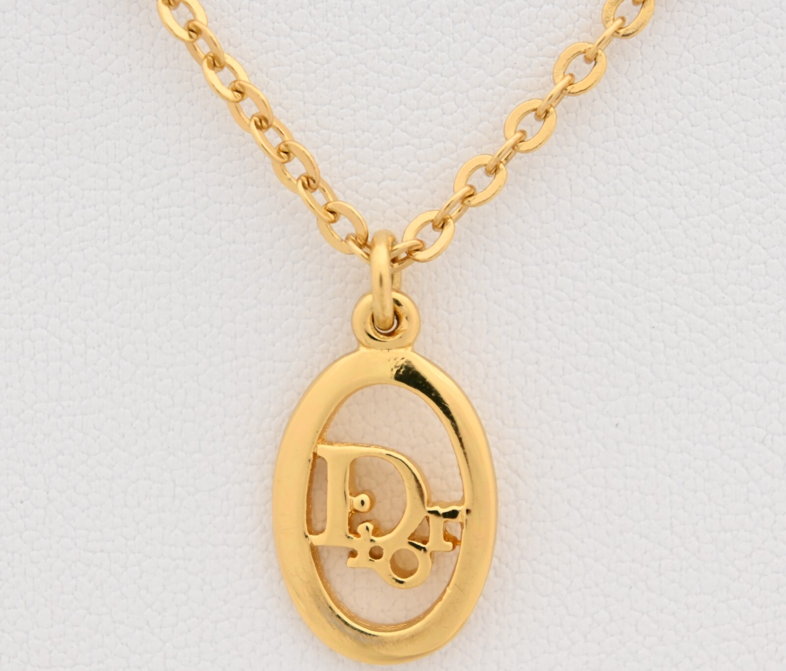Authentic Dior Logo Gold Necklace 15.6-16.4 Inches Di7006HQ