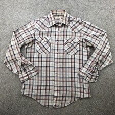 Vintage Levis Shirt Mens Medium Plaid Pearl Snap Western Cowboy Long Sleeve 
