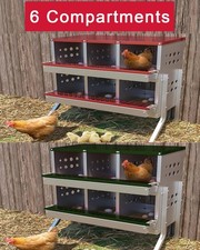 6 Compartments Chicken Nesting Box for Laying Eggs Chicken Laying Boxes w/ Legs