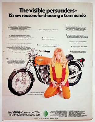 Norton Commando 750 Print Advertisement 8x11 1971 Vintage Motorcycle