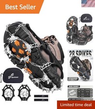 Crampons  Ice Cleats with 28 Stainless Steel Spikes - Essential Winter Footwear