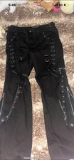 TRIPP NYC Black Lace-Up Gothic Cargo Pants with Zipper, Chains  D-Rings