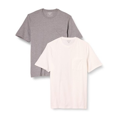 Amazon Essentials Herren T-Shirt 2er-Pack Grau/Weiß Größe
