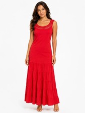 Jones Wear Red Cutout Scoop-Neck Tiered Maxi Dress Size 4