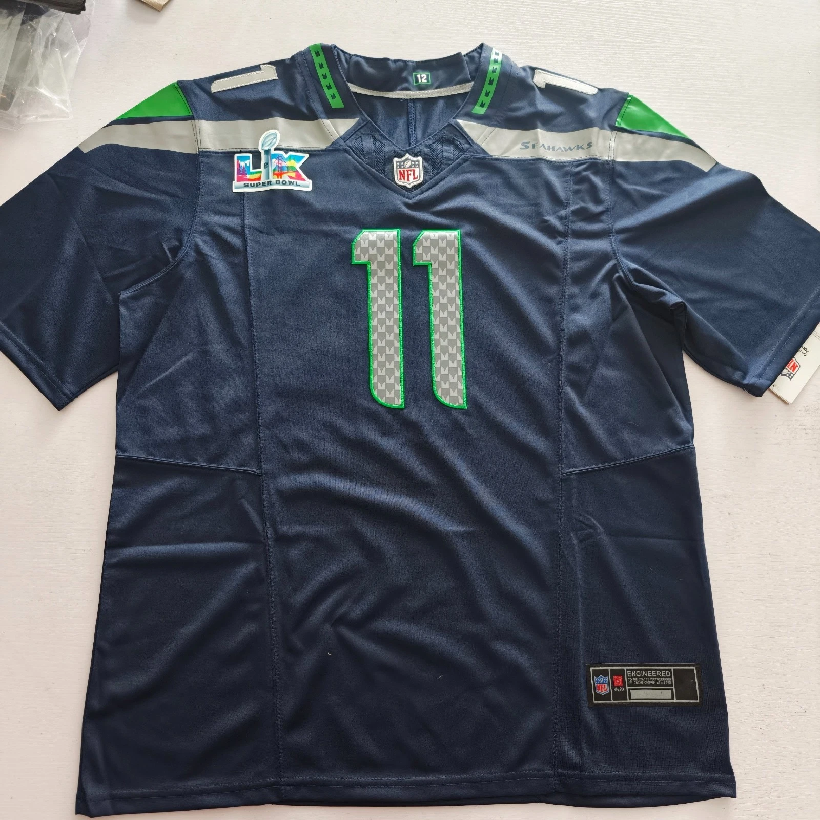 Men's Seahawkss Jaxon Smith-Njigba Super B.owl LX Patch Game Navy Jersey