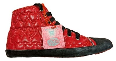 Miss Sixty Red Heart Quilted High Top Sneakers Womens US 4.5 EU 36 Y2K Platform